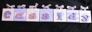 Personalised Canvas 'Cassidy' Mauve/Pink with ribbons