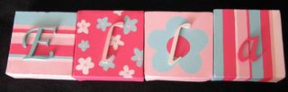 Personalised Canvas 'Ella' Dark Pink/Aqua/Pink